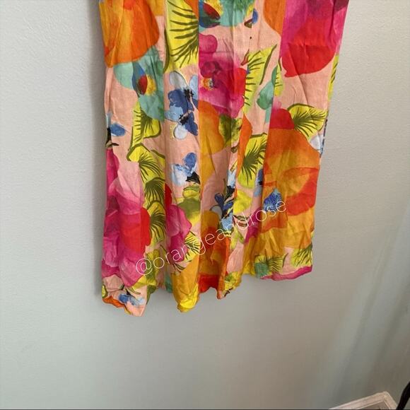 FARM Rio Brazil Vibrant Yellow Orange Tropical Soft Cotton Colorful Mini Dress S - Picture 9 of 12
